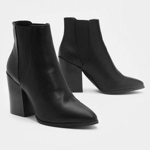 Faux leather pointed toe chelsea boots NWOT